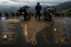 Preview image of an adventure motorcyclist equipped with a holographic HUD
