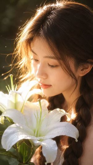 Golden backlit lily portrait preview image