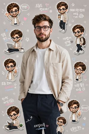 Korean-style Q-version sticker diary preview image