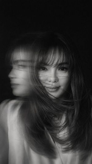 Cinematic black and white dynamic portrait preview image
