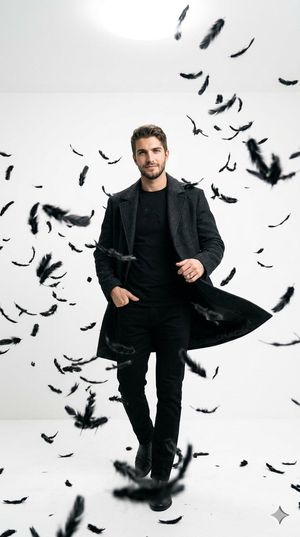 Cinematic Studio Portrait: Floating Feathers (Preview Image)