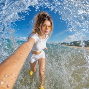 Beach dynamic action selfie preview image