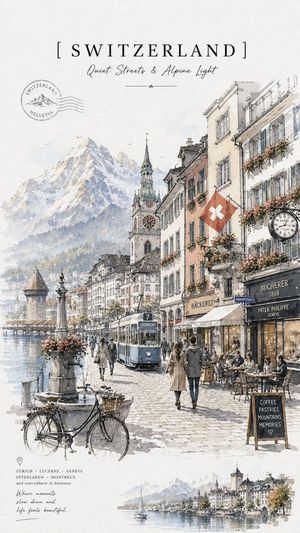 Retro watercolor travel poster preview image