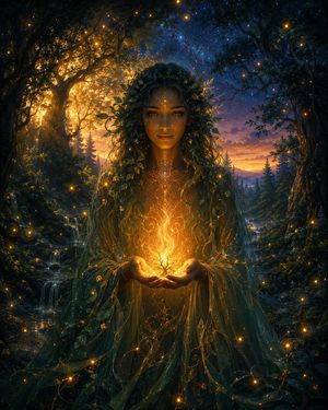 Forest spirit holding a glowing tree (preview image)