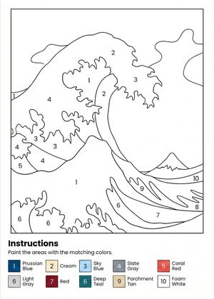 Digital Oil Painting Waves Worksheet Preview Image