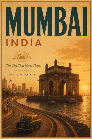 Mumbai Retro Travel Poster Preview Image