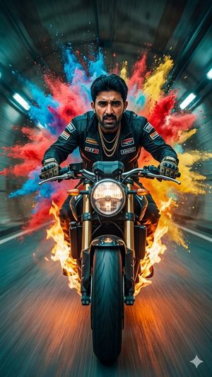 Cinematic Motorcycle Powder Blast Preview Image